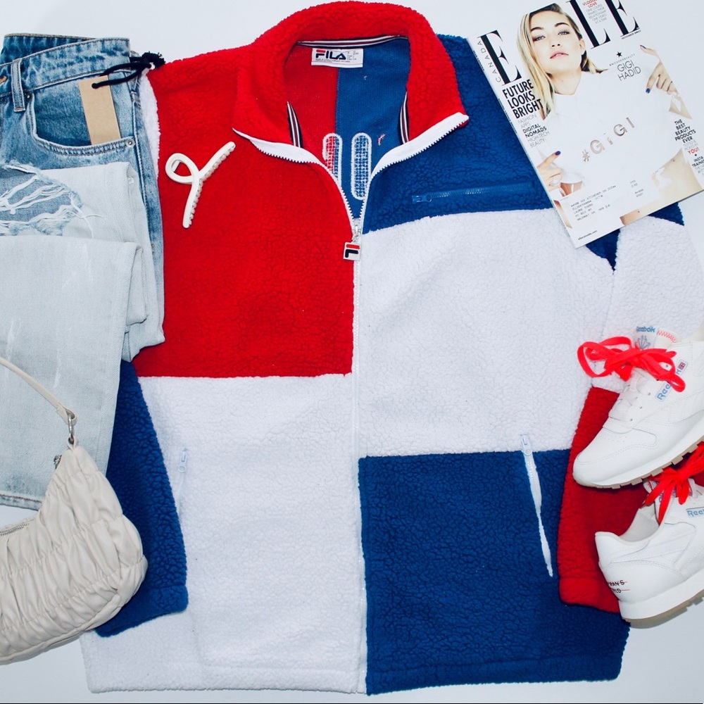 FILA VINTAGE Teddy Full Zip Oversized Jacket